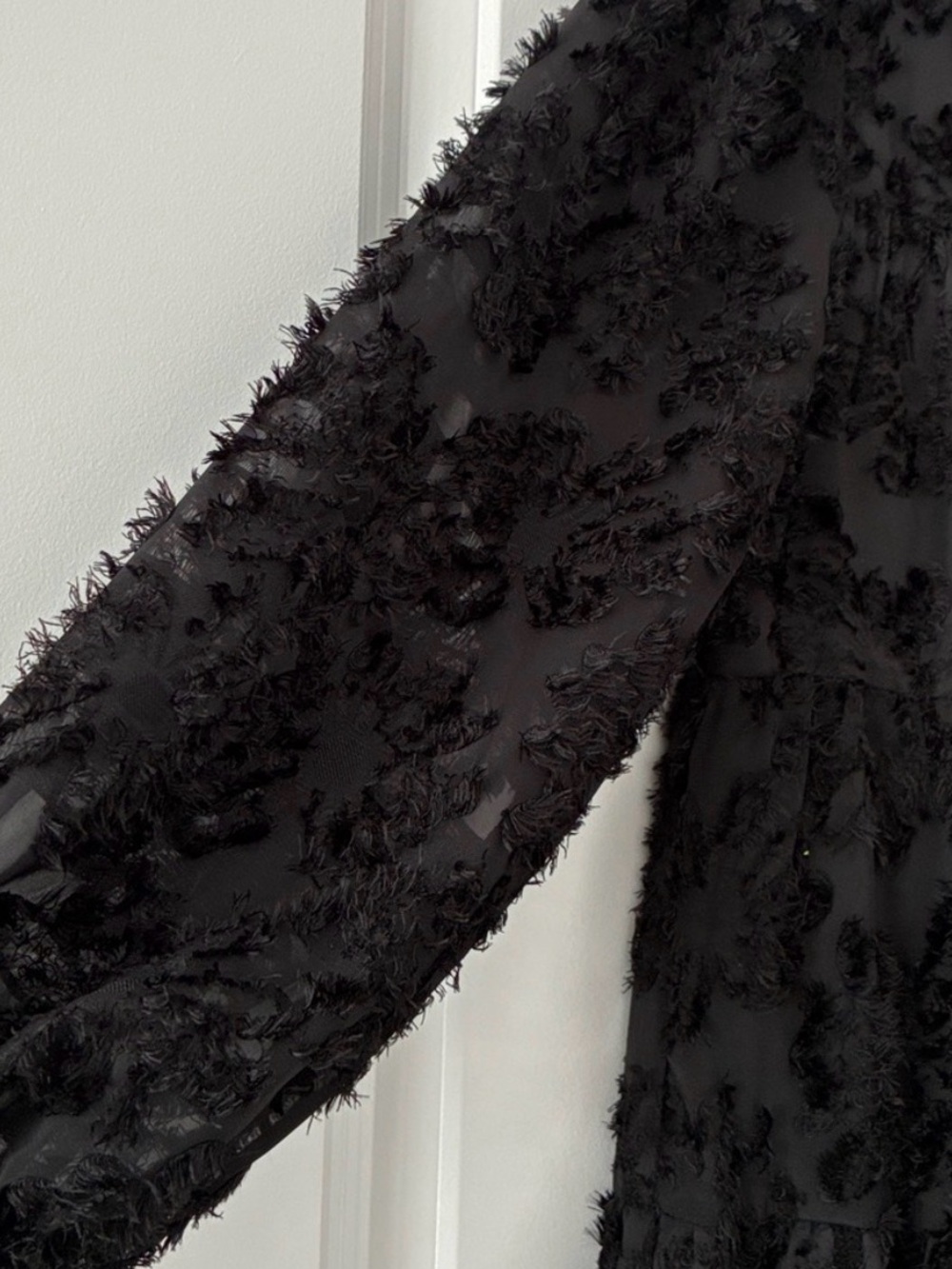 Simons ICONE Black Textured Sheer Evening Dress size L - Picture 5 of 8